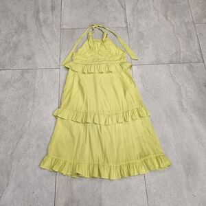 Yellow Halter Ruffle Dress Linen Type Material Medium